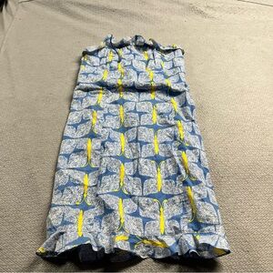 LILLY PULITZER Strapless Empire Waist Franco Butterfly Dress Size 6 Blue White